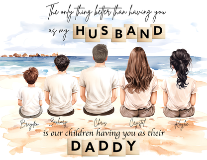 Framed Family Portraits - Custom, Gift for him , Fathers Day, Dad, Grandpa