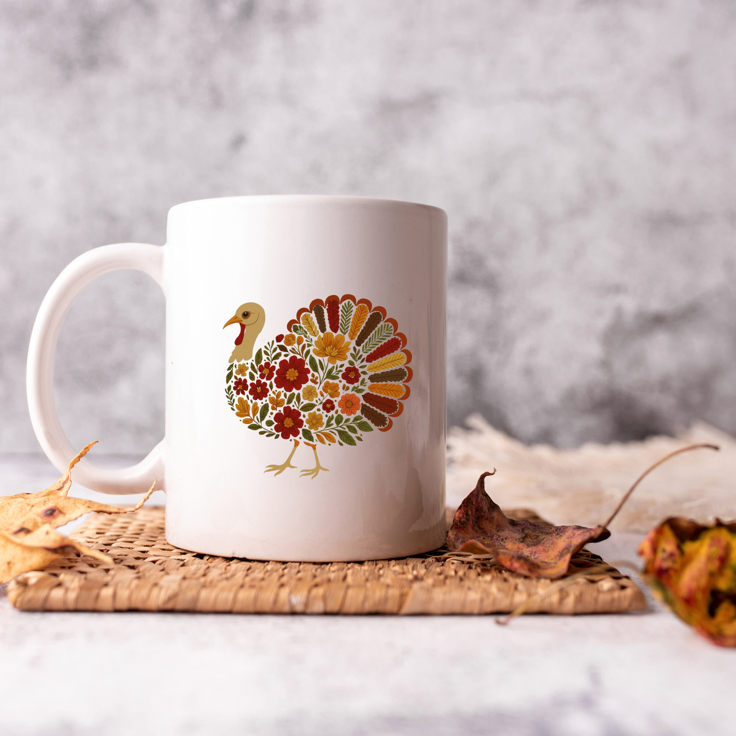 Floral Turkey 11oz Ceramic Mug