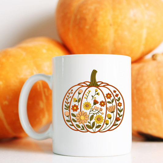 Floral Pumpkin 11oz Ceramic Mug