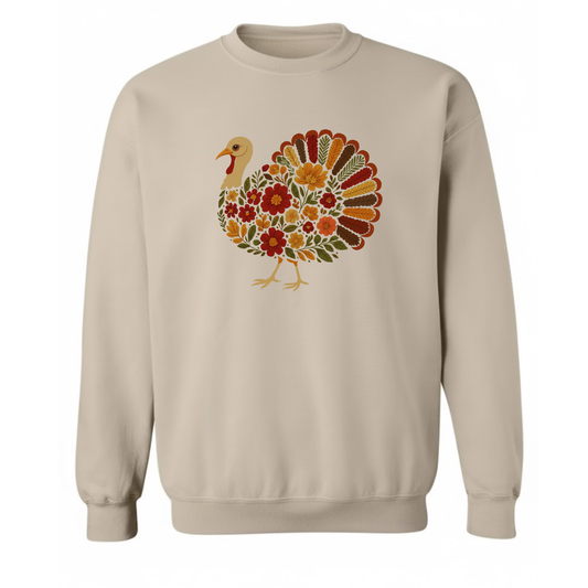 Floral Turkey Crewneck Sweatshirt