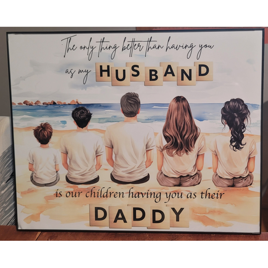 Framed Family Portraits - Custom, Gift for him , Fathers Day, Dad, Grandpa